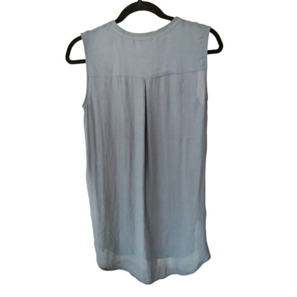 H&M Sleeveless Gray Cascading Ruffle Front Keyhole Front Detail Blouse Size 6 - Picture 6 of 8